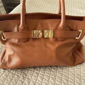 Onna Ehrlich Leather Maya Bag/cognac with gold